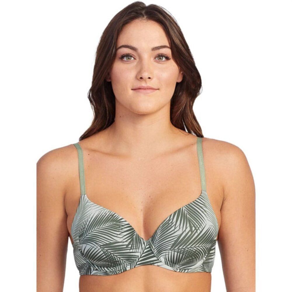 Kindly Yours T-Shirt Bra Women 40C Green Palm Leaf‎ Underwire Convertible Straps
